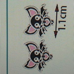 Halloween earrings Enamal Bats in Pink & Black Hypoallergenic